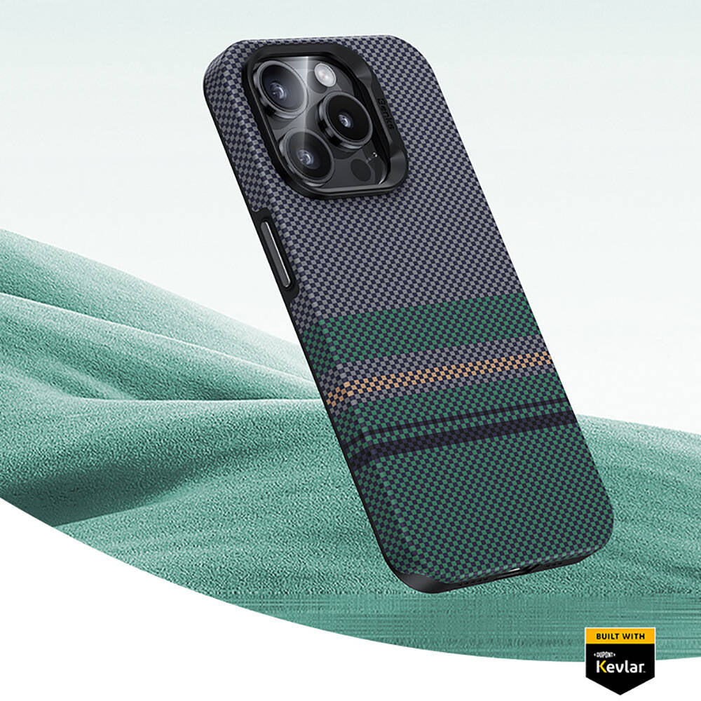 Apple iPhone 15 Pro Max Case M-safe Charging Feature Carbon Fiber Design Benks Aurora ArmorPro Kevlar Cover Black
