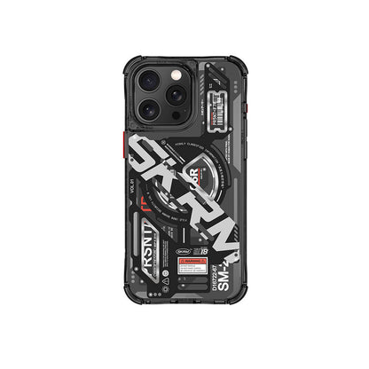 Apple iPhone 15 Pro Max Kılıf M-safe Şarj Özellikli Katmanlı Makine Temalı SkinArma Ekho Kapak Siyah