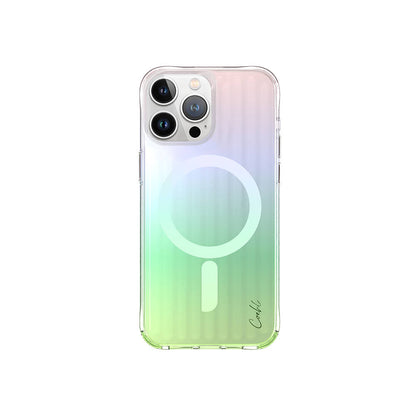 Apple iPhone 15 Pro Max Kılıf M-safe Şarj Özellikli Parlayan Arka Yüzey Coehl Linear Kapak Yeşil