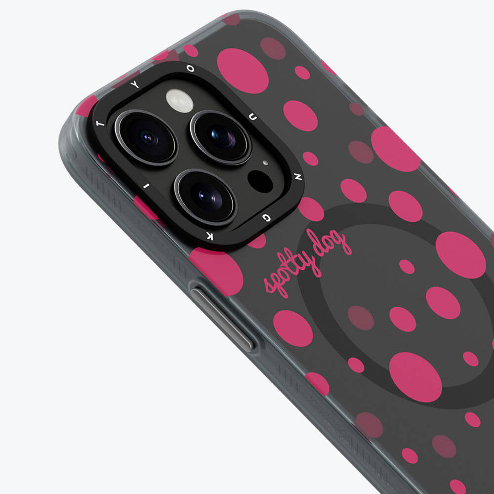 Apple iPhone 15 Pro Max Case M-safe Charging Feature Polka Dot Patterned Youngkit Spots Series Cover White 