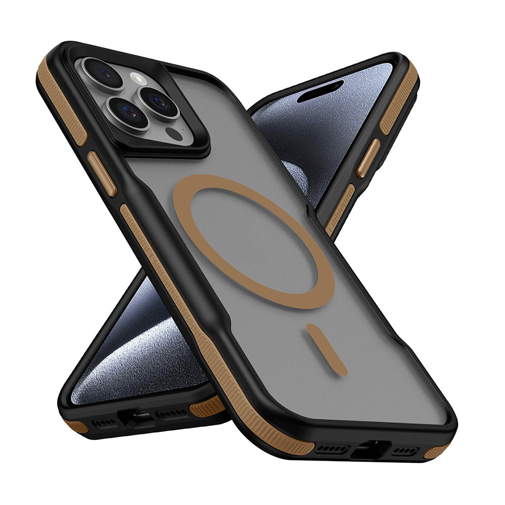 Apple iPhone 15 Pro Max Kılıf M-safe Şarj Özellikli Renkli Kenar Airbag Şeritli Zore Lamer Kapak