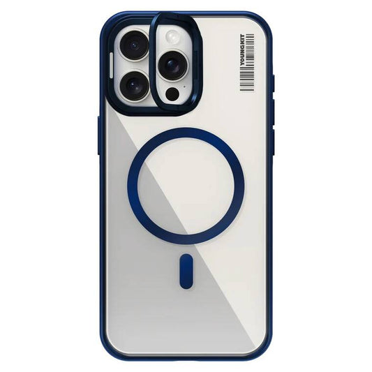 Apple iPhone 15 Pro Max Case M-safe Charging Feature Anti-Yellowing Youngkit Crystal Grid Cover Blue 