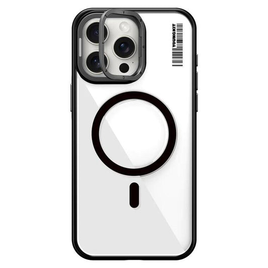 Apple iPhone 15 Pro Max Case M-safe Charging Feature Anti-Yellowing Youngkit Crystal Grid Cover Black 