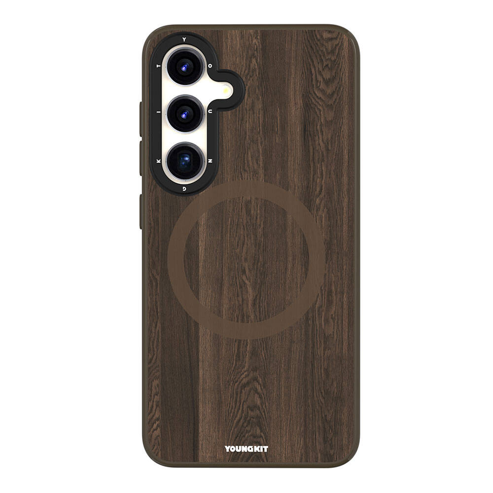 Galaxy S24 Case M-safe Charging Feature Yellowing Resistant Youngkit Wood Forest Series Cover Brown 