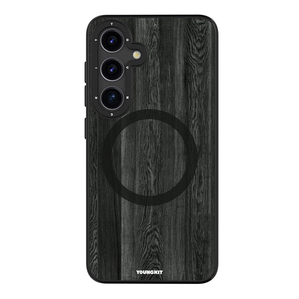 Galaxy S24 Case M-safe Charging Feature Yellowing Resistant Youngkit Wood Forest Series Cover Black 