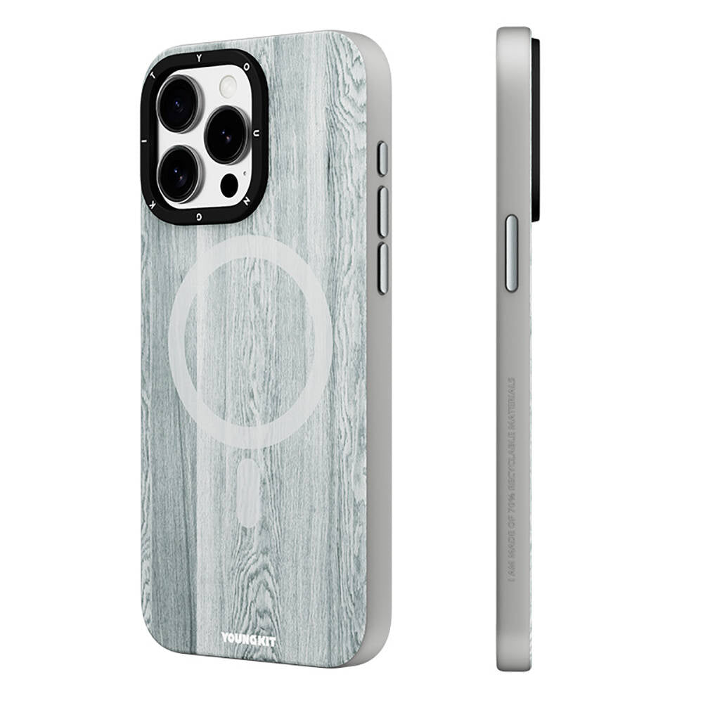 Apple iPhone 15 Pro Max Case M-safe Charging Feature Yellowing Resistant Youngkit Wood Forest Series Cover Brown 