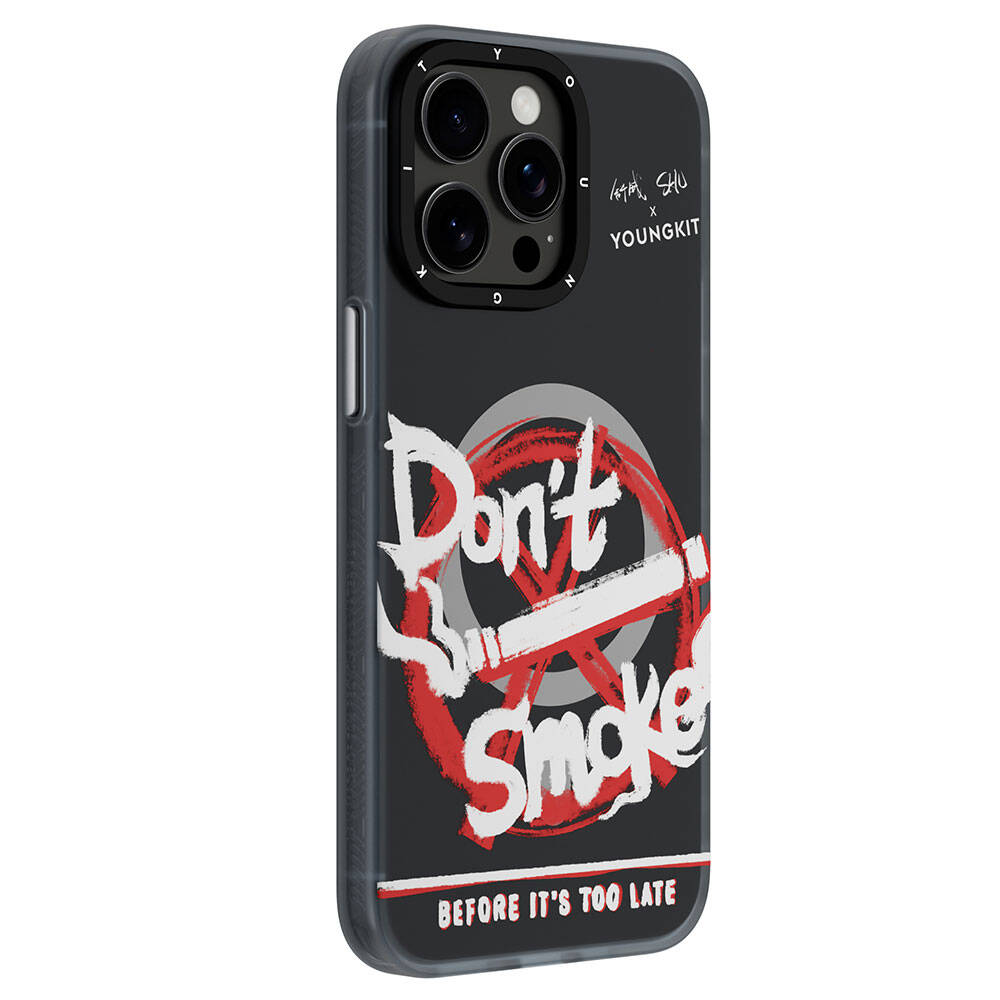 Apple iPhone 15 Pro Max Case M-safe Charging Feature Shu Design Youngkit City Series Cover Black-Red 