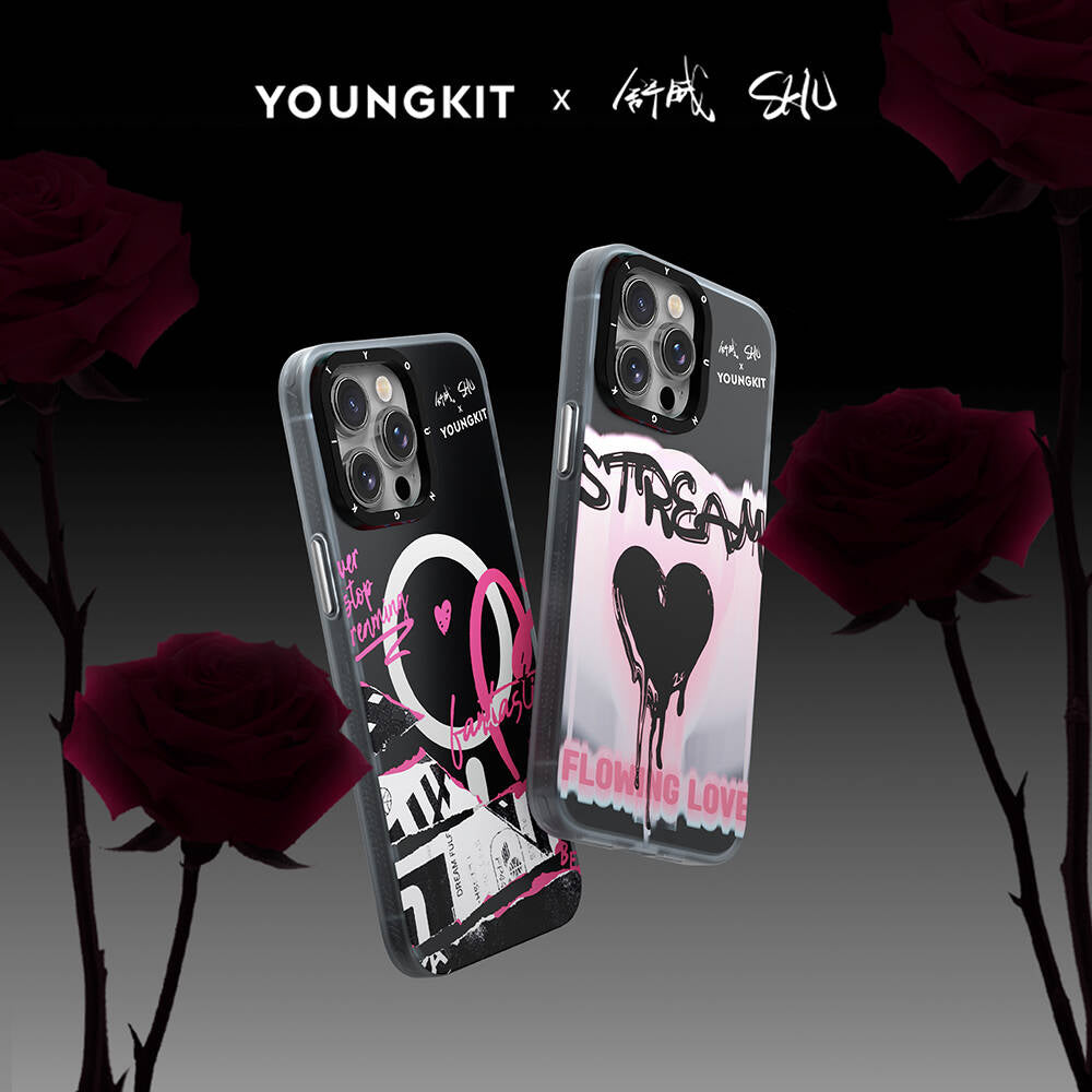 Apple iPhone 15 Pro Max Case M-safe Charging Feature Shu Design Youngkit Dreamland Series Cover Black 