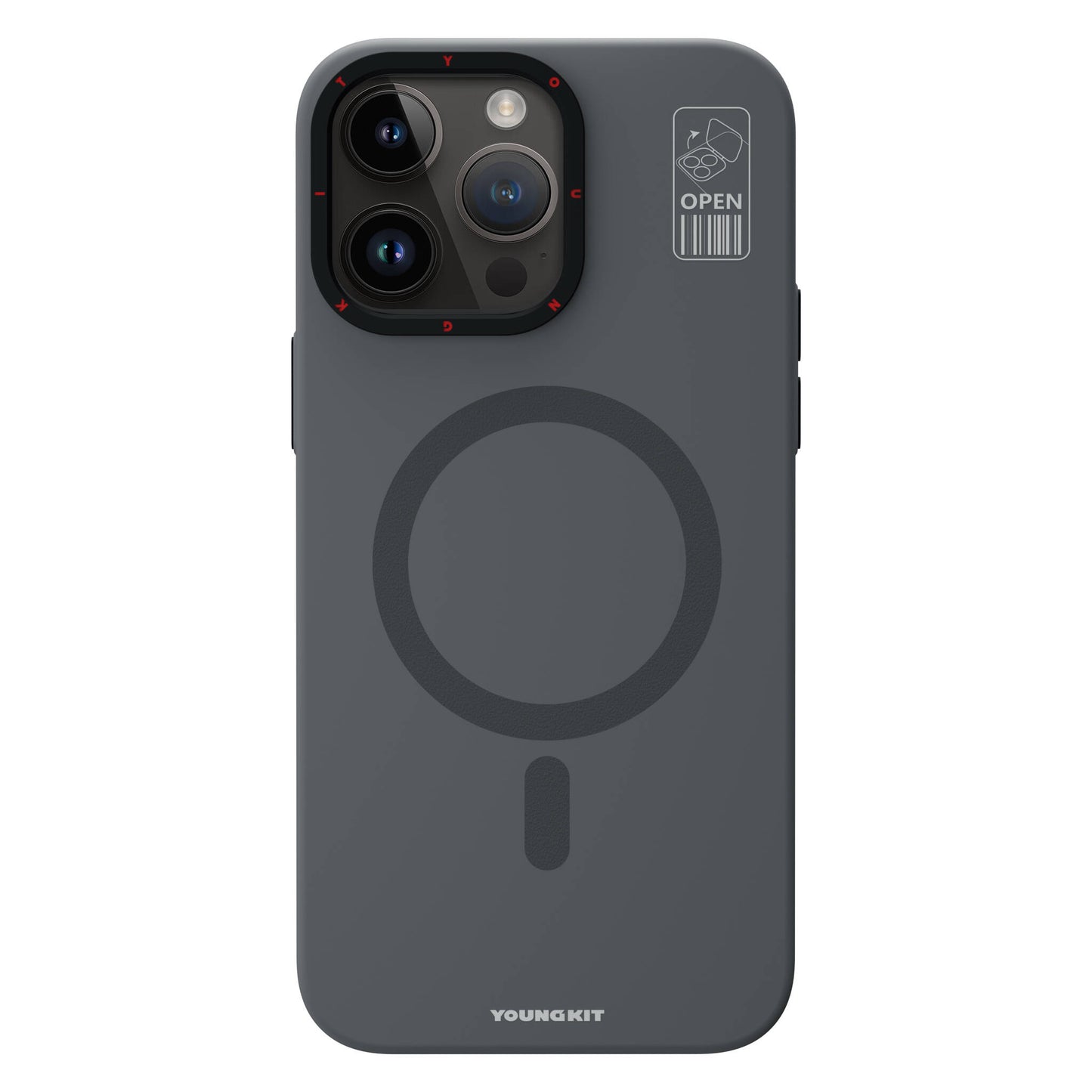 Apple iPhone 15 Pro Max Case M-safe Charging Stand YoungKit Hermit Bracket Series Cover Gray 