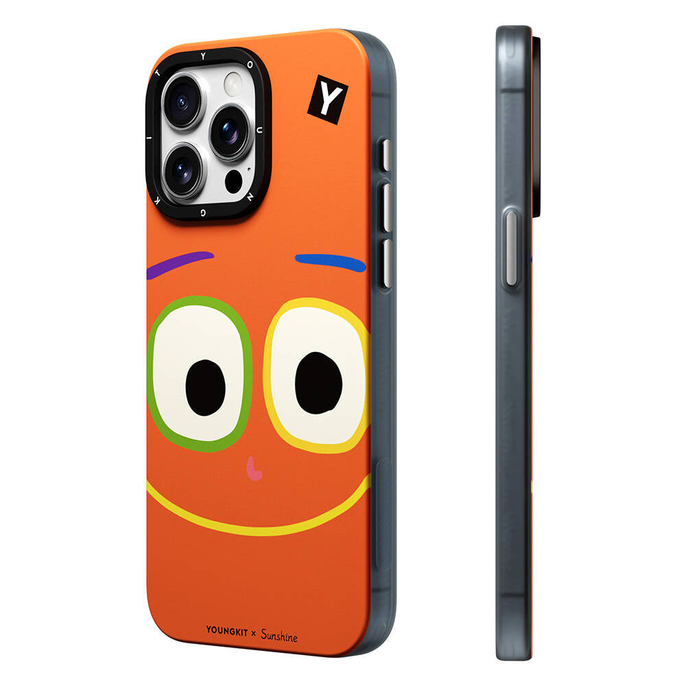 Apple iPhone 15 Pro Max Case M-safe Charging Feature Sunshine Design Youngkit Daily Happy Series Cover Black-Yellow 