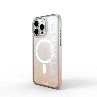 Apple iPhone 15 Pro Max Case M-safe Charging Feature Transparent Color Transition Wiwu Turkey C Series Cover Orange 