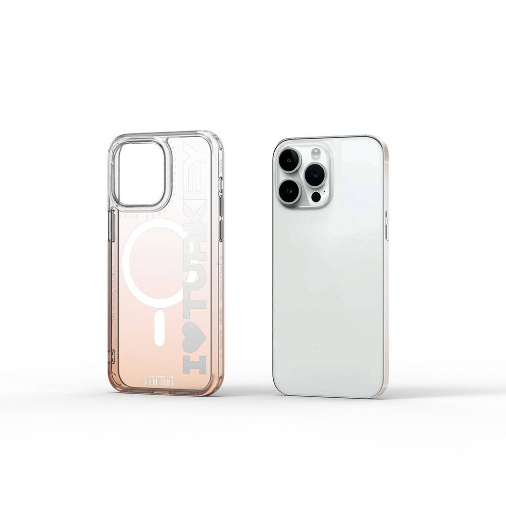 Apple iPhone 15 Pro Max Case M-safe Charging Feature Transparent Color Transition Wiwu Turkey C Series Cover Green 