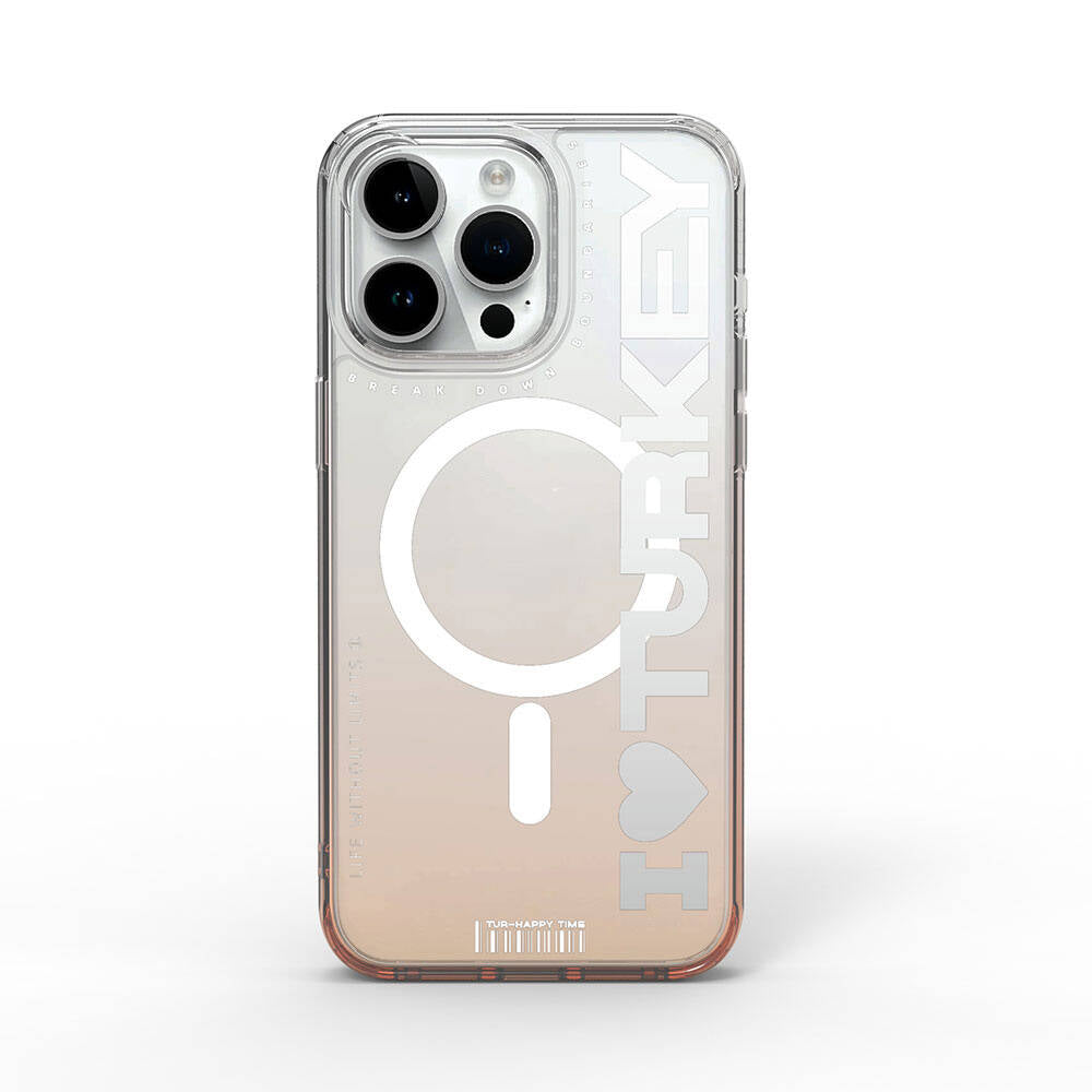 Apple iPhone 15 Pro Max Case M-safe Charging Feature Transparent Color Transition Wiwu Turkey C Series Cover Orange 