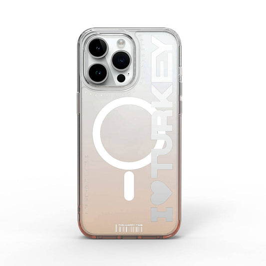 Apple iPhone 15 Pro Max Case M-safe Charging Feature Transparent Color Transition Wiwu Turkey C Series Cover Orange 