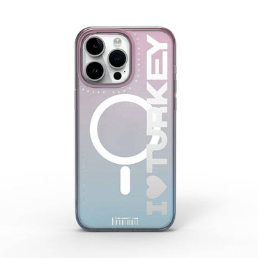 Apple iPhone 15 Pro Max Kılıf M-safe Şarj Özellikli Transparan Renk Geçişli Wiwu Turkey C Serisi Kapak