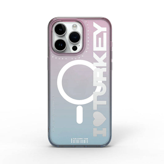 Apple iPhone 15 Pro Max Case M-safe Charging Feature Transparent Color Transition Wiwu Turkey C Series Cover Blue 