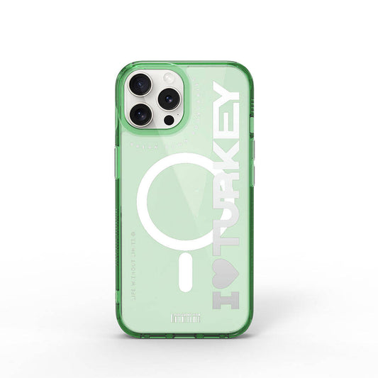 Apple iPhone 15 Pro Max Case M-safe Charging Feature Transparent Color Transition Wiwu Turkey C Series Cover Green 