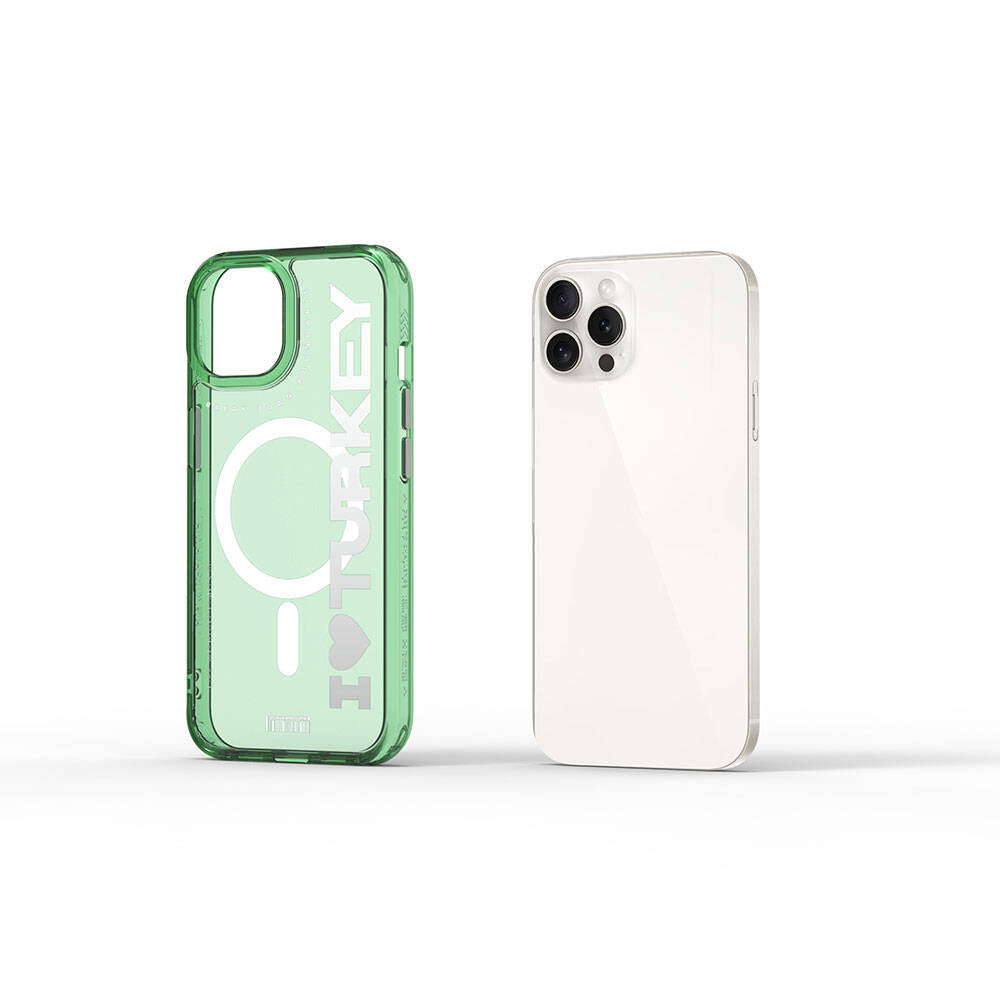 Apple iPhone 15 Pro Max Case M-safe Charging Feature Transparent Color Transition Wiwu Turkey C Series Cover Orange 
