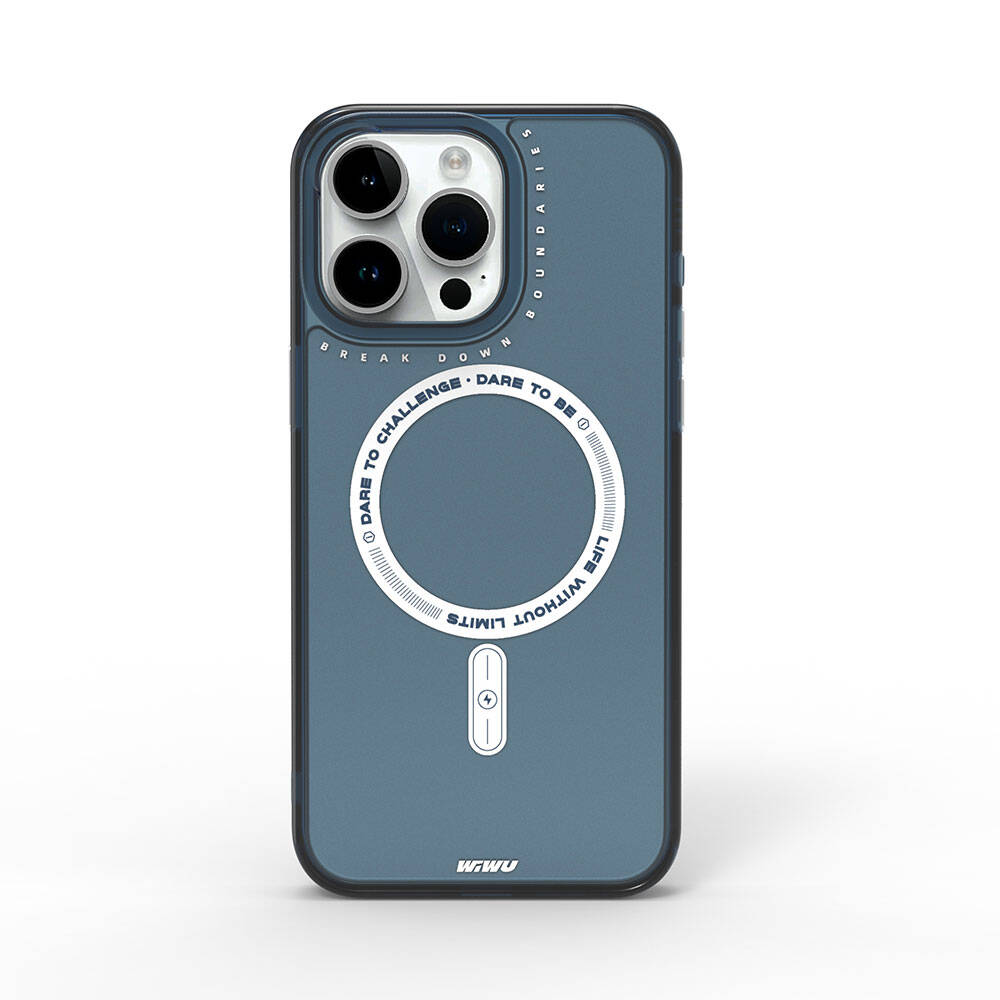 Apple iPhone 15 Pro Max Case M-safe Charging Feature Wiwu Basic Color J Series Cover Blue 
