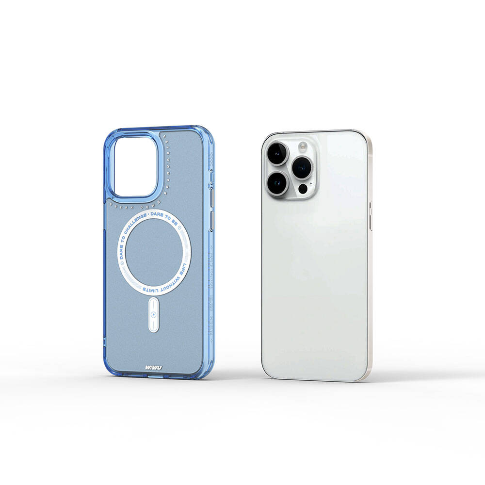 Apple iPhone 15 Pro Max Case M-safe Charging Feature Wiwu Basic Color J Series Cover Blue 