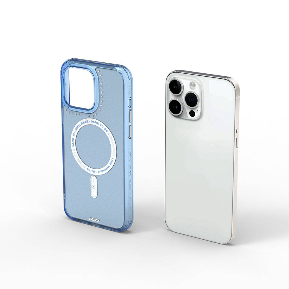 Apple iPhone 15 Pro Max Case M-safe Charging Feature Wiwu Basic Color J Series Cover Blue 