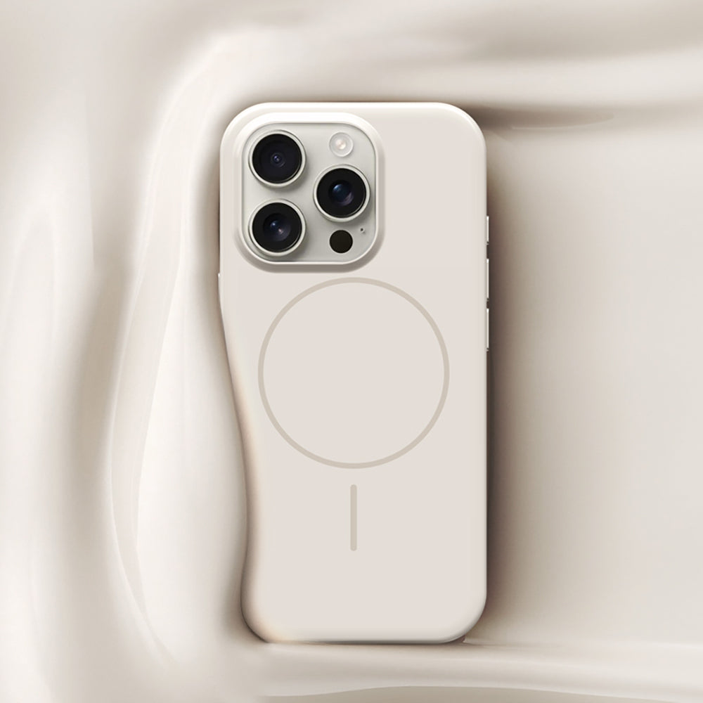 Apple iPhone 15 Pro Max Kılıf M-safe Şarj Özellikli Wlons Frego Kapak Krem
