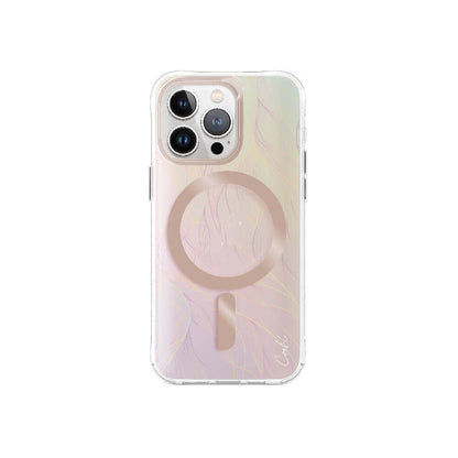 Apple iPhone 15 Pro Max Kılıf M-safe Şarj Özellikli Yaprak Desenli Coehl Willow Kapak Pembe