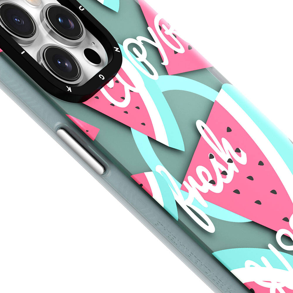 Apple iPhone 15 Pro Max Case M-safe Charging Feature Summer Fruit Pattern Youngkit Fruity Flavor Series Cover Green 