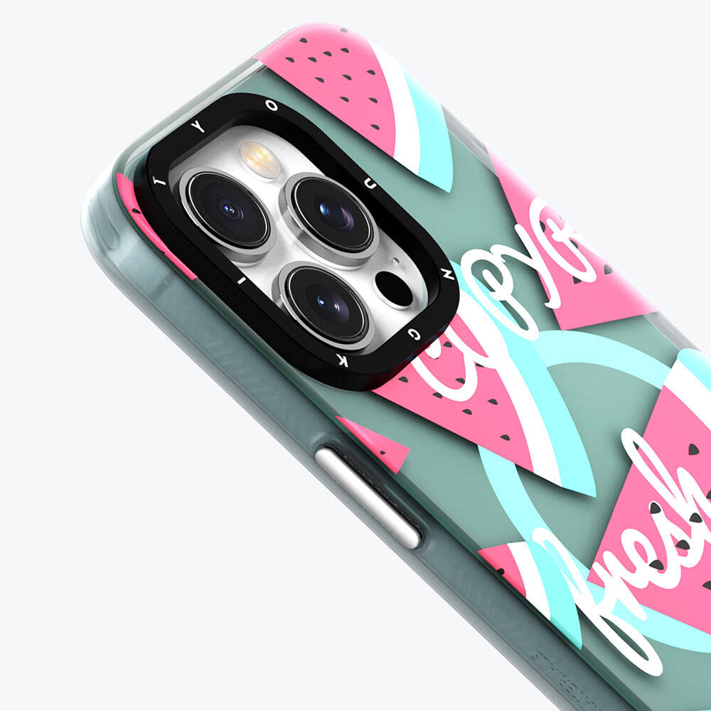 Apple iPhone 15 Pro Max Case M-safe Charging Feature Summer Fruit Pattern Youngkit Fruity Flavor Series Cover Green 