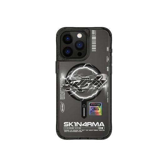 Apple iPhone 15 Pro Max Kılıf M-safe Şarj Özellikli Yazı Desenli SkinArma Bolt Kapak Siyah