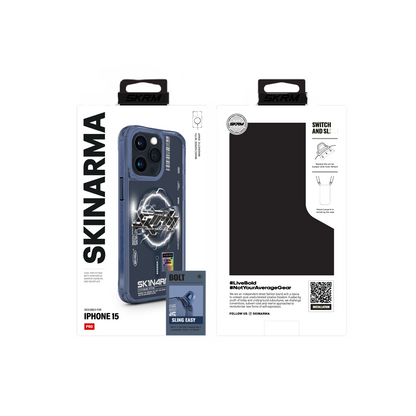 Apple iPhone 15 Pro Max Kılıf M-safe Şarj Özellikli Yazı Desenli SkinArma Bolt Kapak Gri