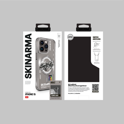 Apple iPhone 15 Pro Max Kılıf M-safe Şarj Özellikli Yazı Desenli SkinArma Bolt Kapak Siyah