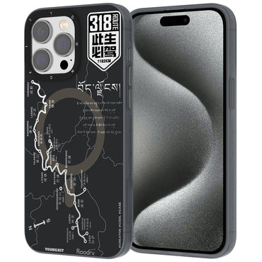 Apple iPhone 15 Pro Max Case M-safe Charging Feature Youngkit 318 Road Series Cover Black 