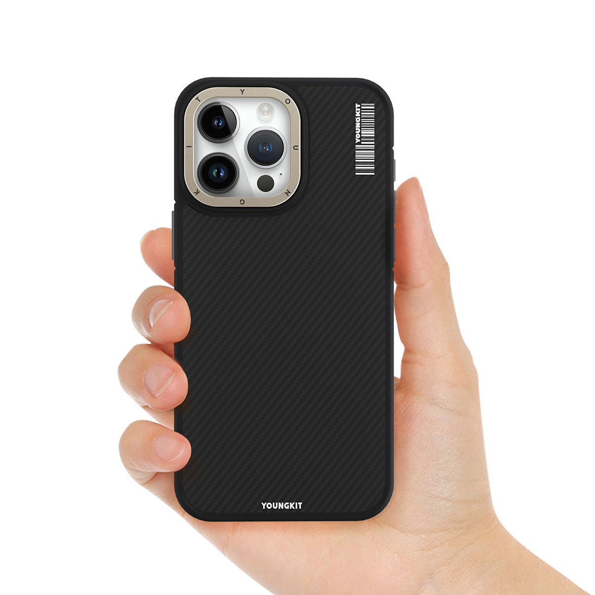 Apple iPhone 15 Pro Max Case M-Safe Charging Feature YoungKit 600D Kevlar Cover Black 