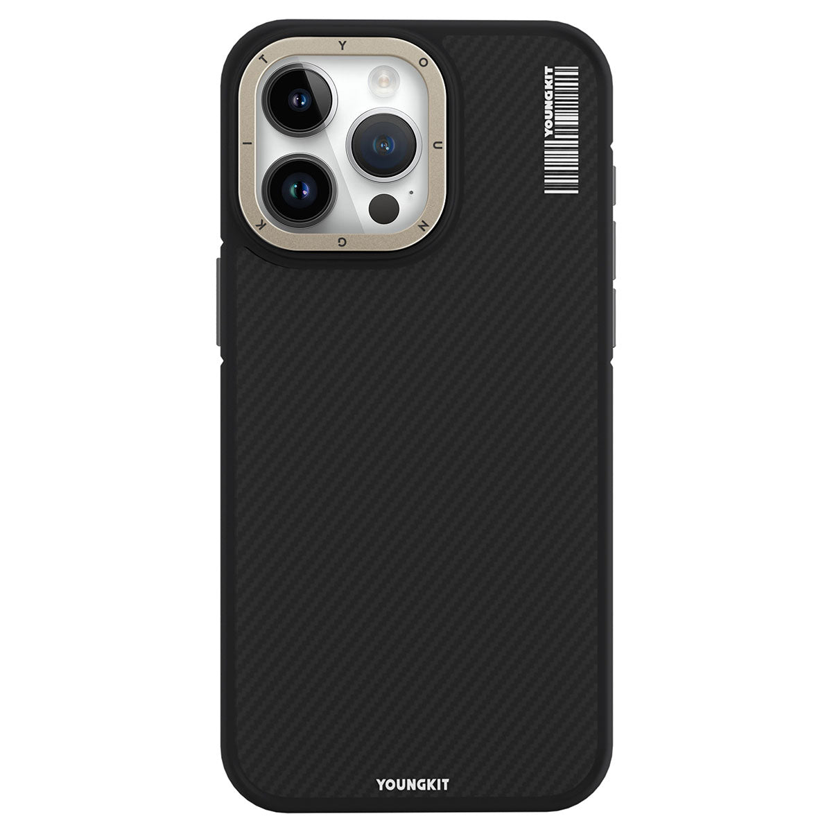 Apple iPhone 15 Pro Max Case M-Safe Charging Feature YoungKit 600D Kevlar Cover Black 