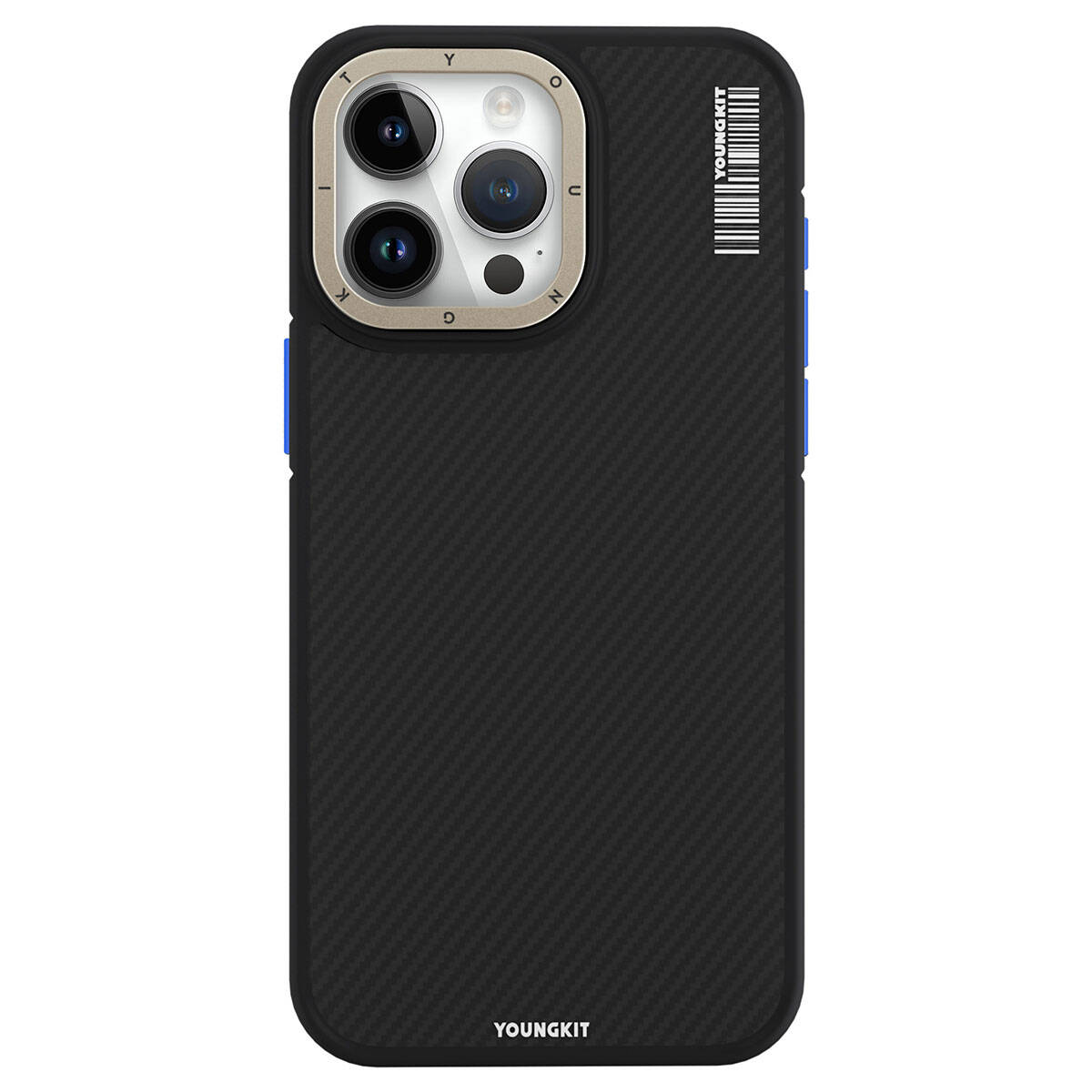 Apple iPhone 15 Pro Max Case M-Safe Charging Feature YoungKit 600D Kevlar Cover Black 
