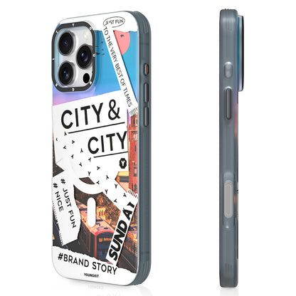 Apple iPhone 15 Pro Max Kılıf M-safe Şarj Özellikli Youngkit A-City Serisi Kapak Mavi