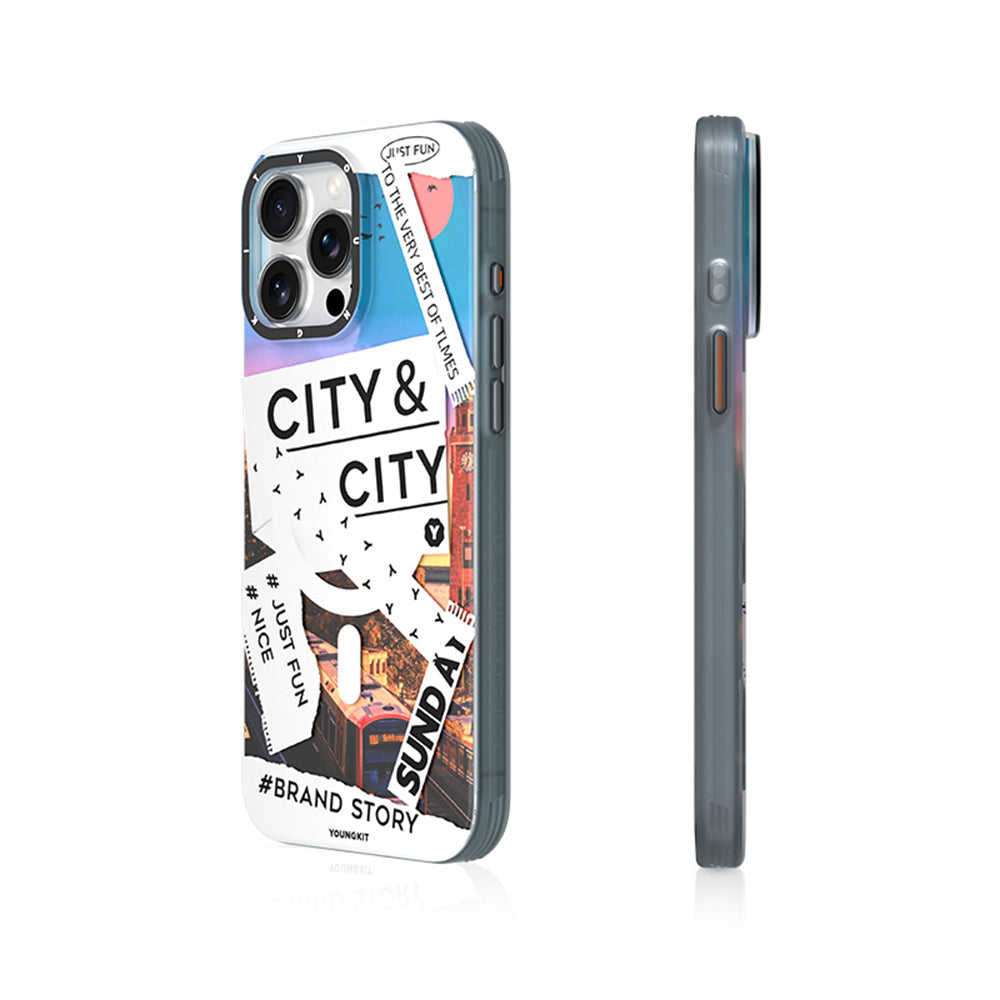 Apple iPhone 15 Pro Max Kılıf M-safe Şarj Özellikli Youngkit A-City Serisi Kapak Pembe
