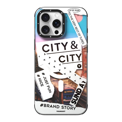 Apple iPhone 15 Pro Max Kılıf M-safe Şarj Özellikli Youngkit A-City Serisi Kapak Beyaz