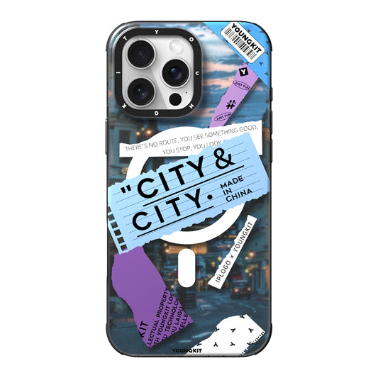 Apple iPhone 15 Pro Max Kılıf M-safe Şarj Özellikli Youngkit A-City Serisi Kapak Mavi