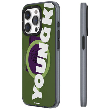 Apple iPhone 15 Pro Max Case M-safe Charging Feature Youngkit Binfen Series Text Themed Cover Green 