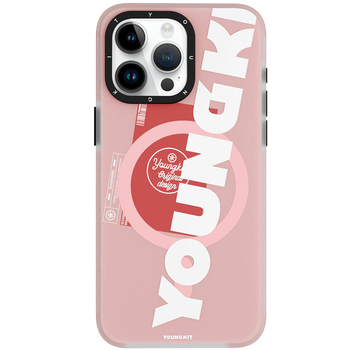 Apple iPhone 15 Pro Max Case M-safe Charging Feature Youngkit Binfen Series Text Themed Cover Black 