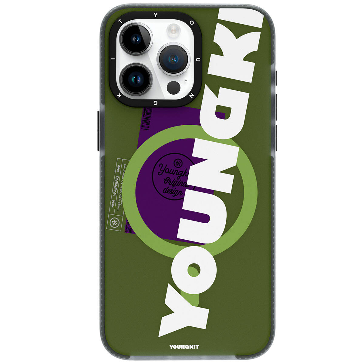 Apple iPhone 15 Pro Max Case M-safe Charging Feature Youngkit Binfen Series Text Themed Cover Black 