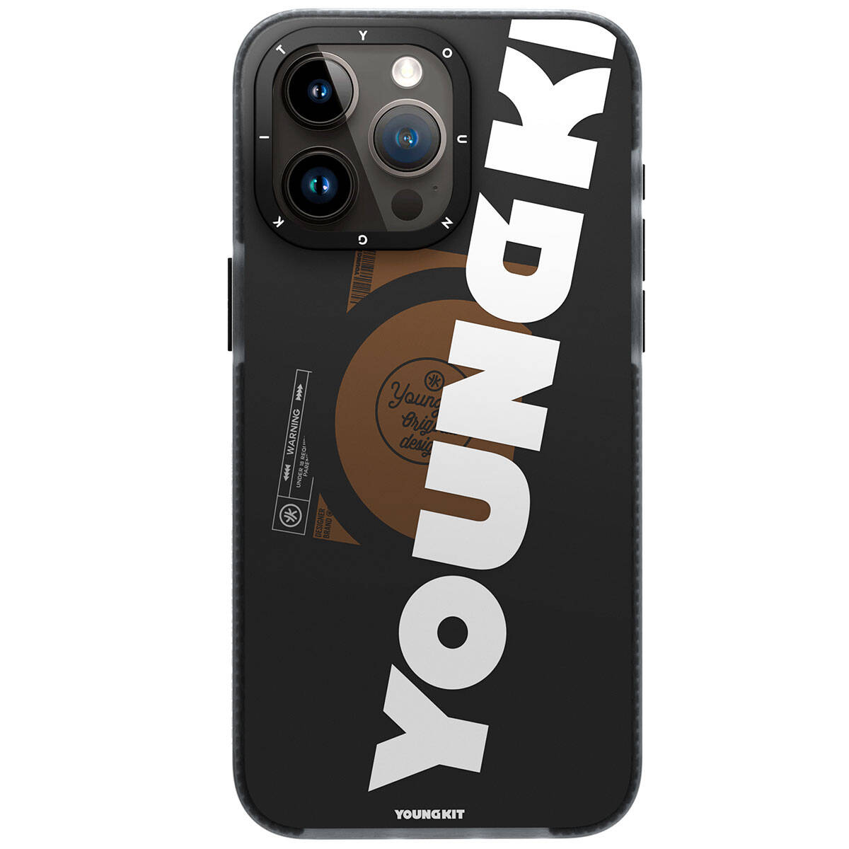 Apple iPhone 15 Pro Max Case M-safe Charging Feature Youngkit Binfen Series Text Themed Cover Black 
