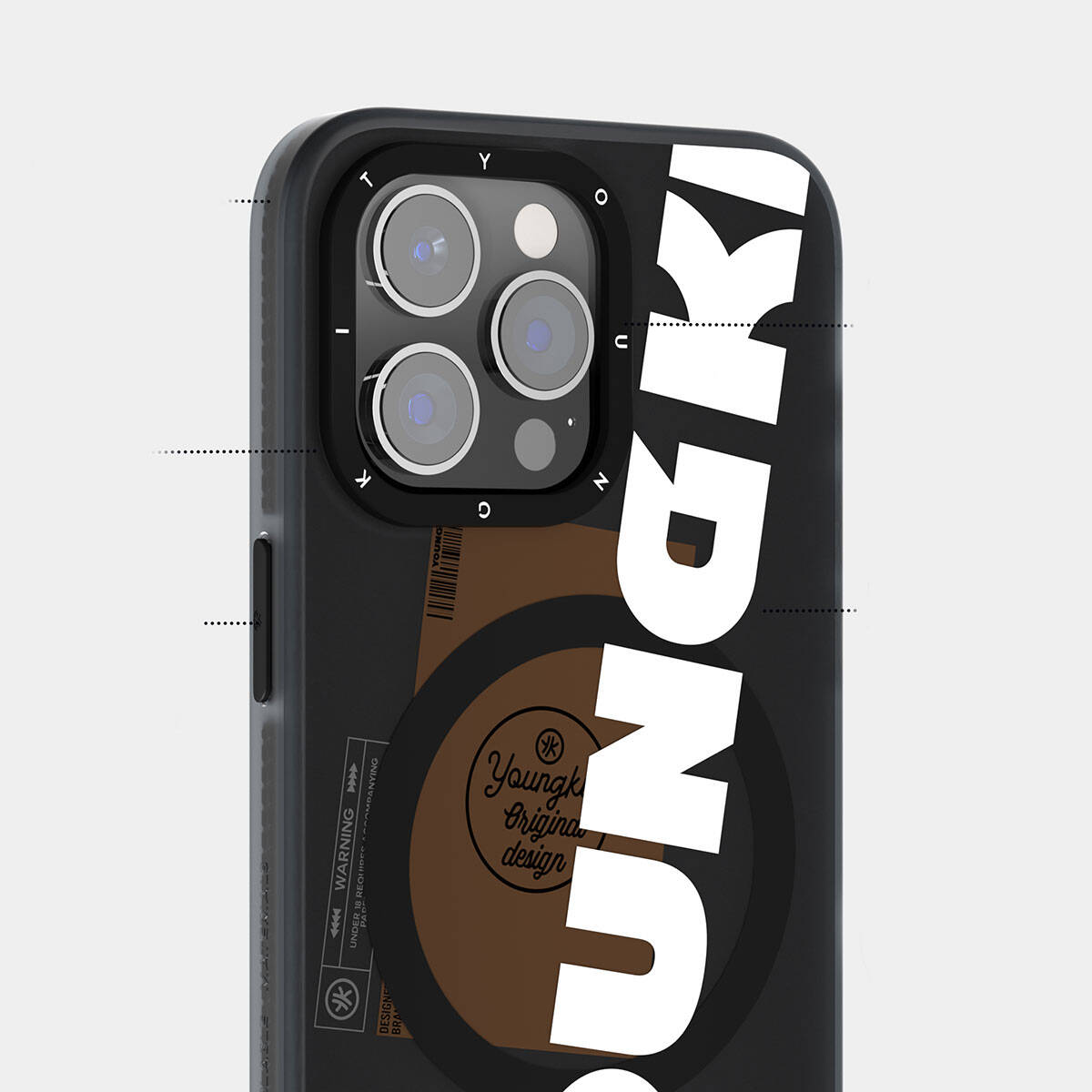 Apple iPhone 15 Pro Max Case M-safe Charging Feature Youngkit Binfen Series Text Themed Cover Black 