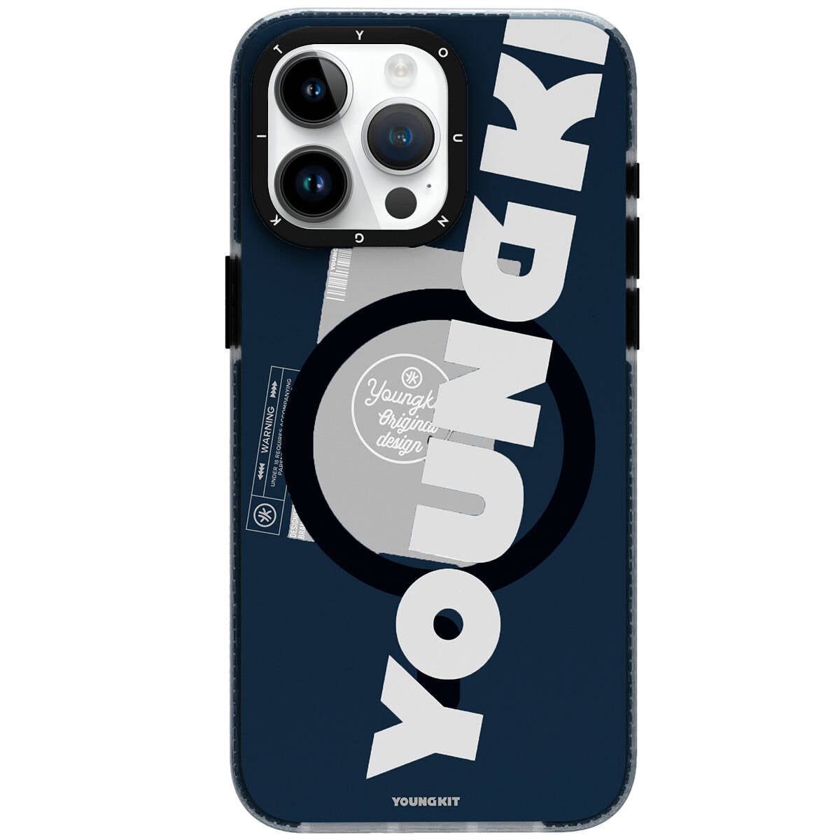 Apple iPhone 15 Pro Max Case M-safe Charging Feature Youngkit Binfen Series Text Themed Cover Blue 