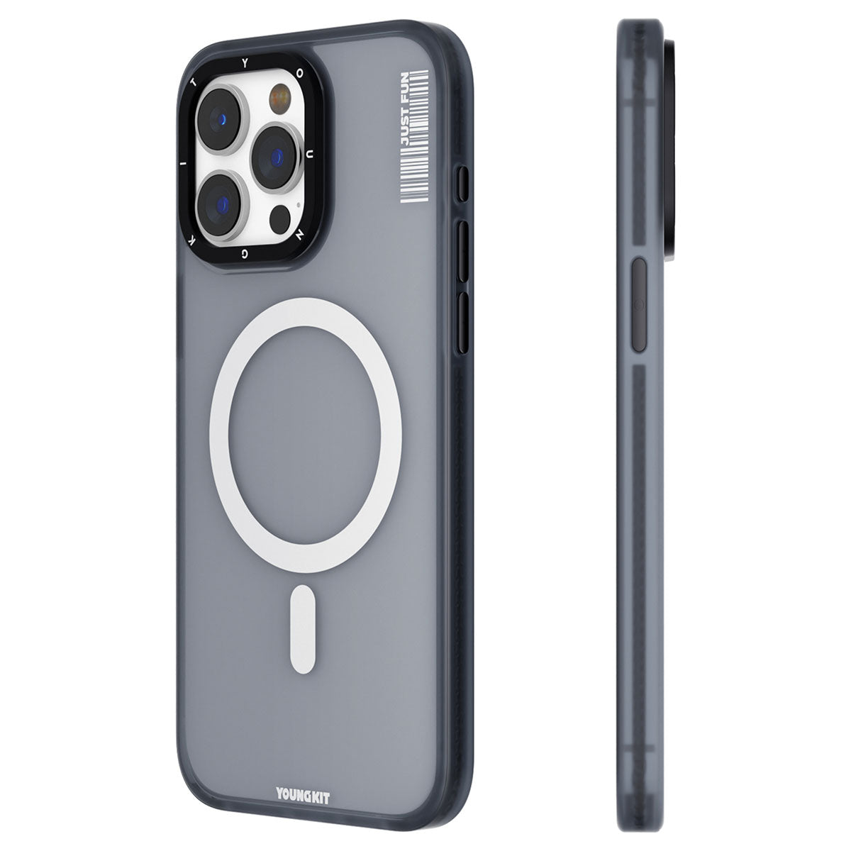 Apple iPhone 15 Pro Max Case M-safe Charging Feature Youngkit Colored Sand Series Cover Black 