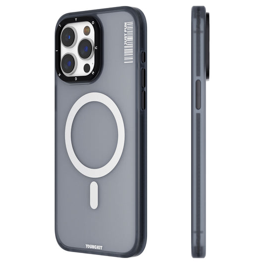 Apple iPhone 15 Pro Max Case M-safe Charging Feature Youngkit Colored Sand Series Cover Black 
