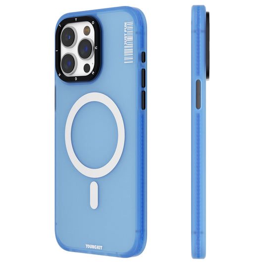 Apple iPhone 15 Pro Max Case M-safe Charging Feature Youngkit Colored Sand Series Cover Blue 
