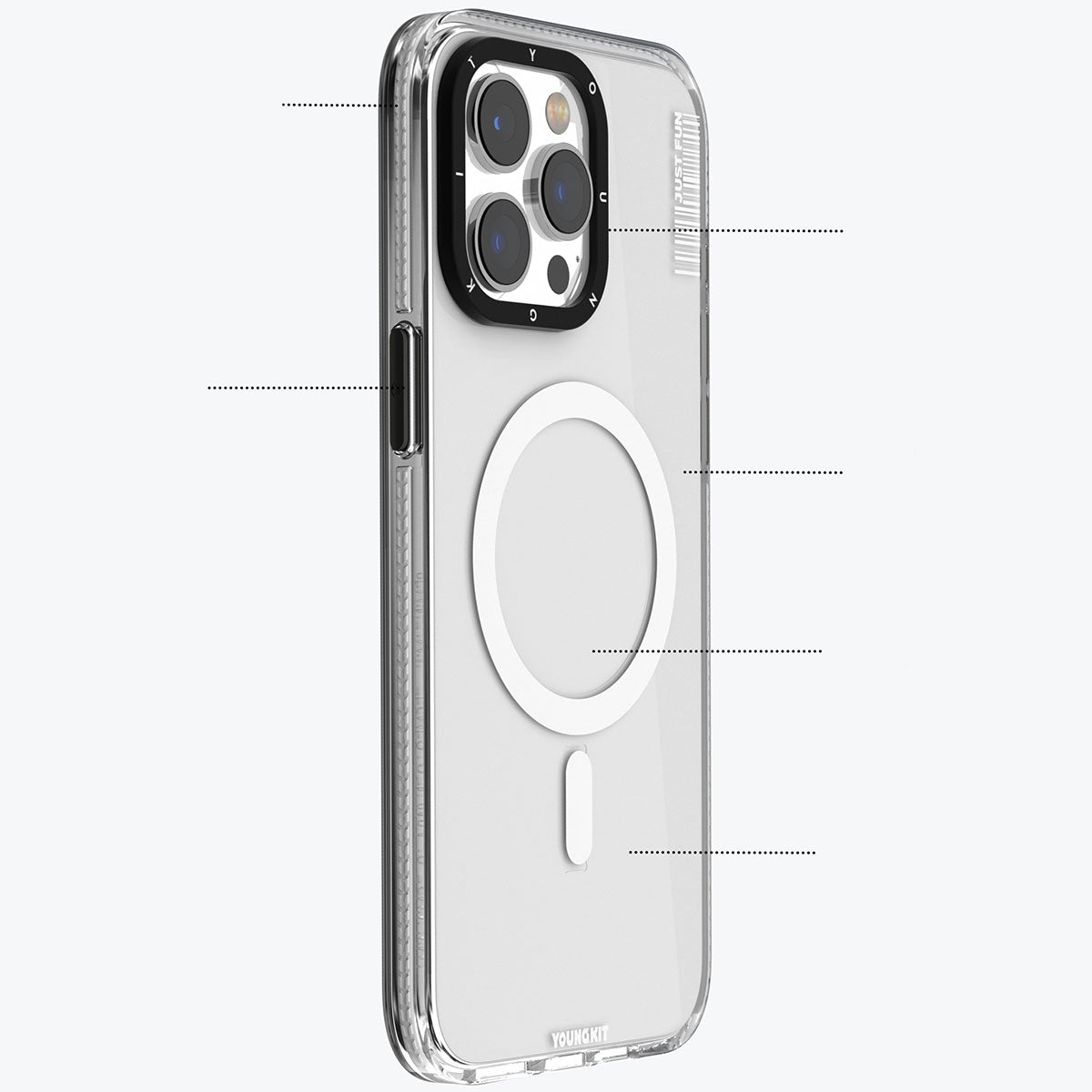 Apple iPhone 15 Pro Max Case M-safe Charging Feature YoungKit Crystal Color Series Cover Black 
